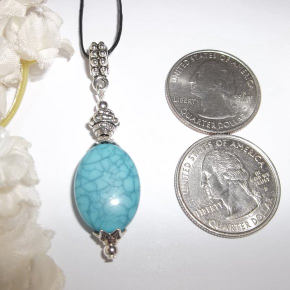 Necklace, Turquoise Necklace, Turquoise & Silver Necklace, Blue Necklace, 7624 - Picture 2 of 8